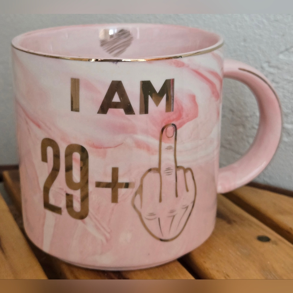 30th Birthday Pink Marble Mug with Gold Accents